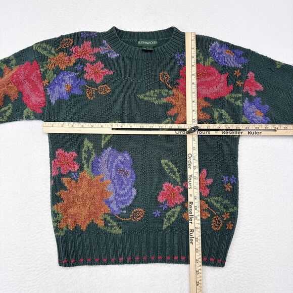 Vintage Bushwacker Sweater Medium Floral Leave Fall Grandmacore Pullover Cottage - Picture 7 of 9
